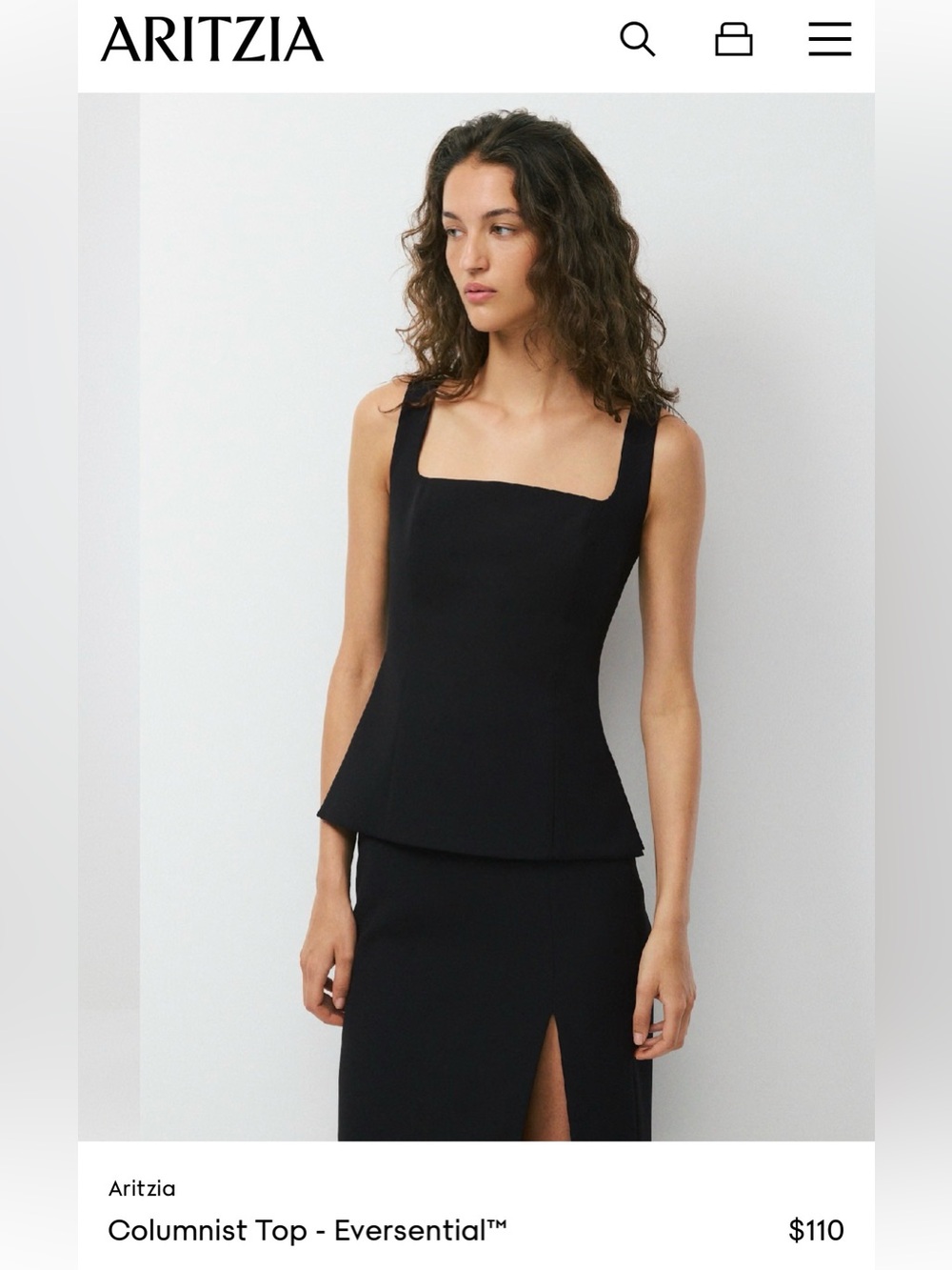 Aritzia Babaton Columnist Top - Eversential Material in Black